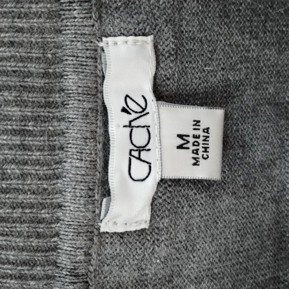Cache' sweater size medium two tone gray button detail metallic striped Cache - Picture 6 of 9